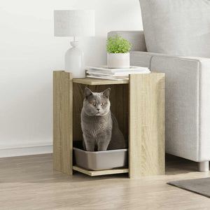 Vidaxl kattenbakkast 42x42x51 cm bewerkt hout sonoma eikenkleurig