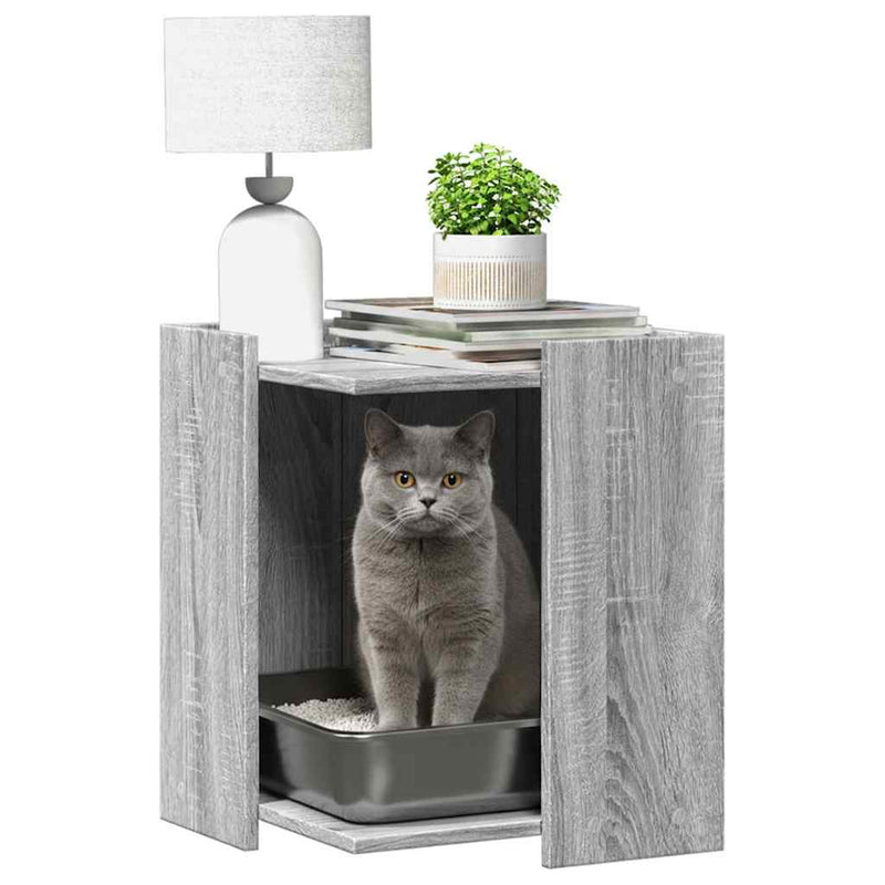 Load image into Gallery viewer, Vidaxl kattenbakkast 42x42x51 cm bewerkt hout grijs sonoma eikenkleur
