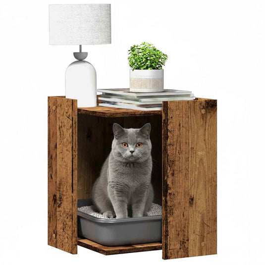 Vidaxl kattenbakkast 42x42x51 cm bewerkt hout oud houtkleurig