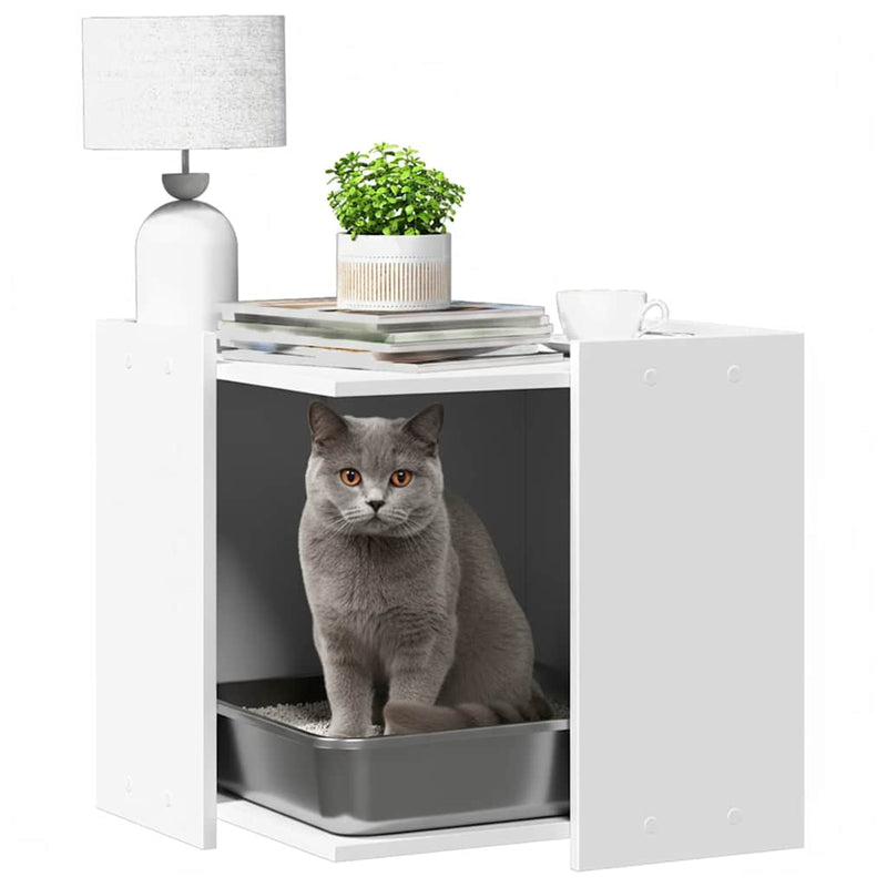Load image into Gallery viewer, Vidaxl kattenbakkast 53x53x51 cm bewerkt hout wit
