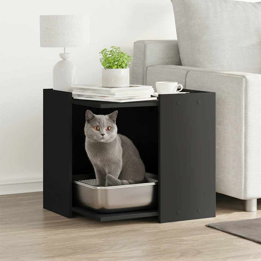 Vidaxl kattenbakkast 53x53x51 cm bewerkt hout zwart
