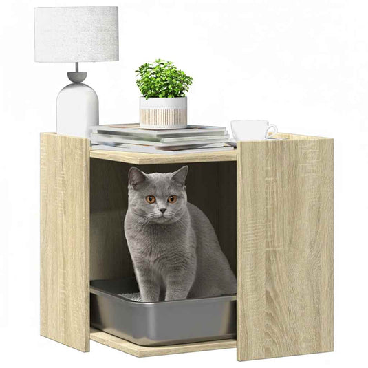Vidaxl kattenbakkast 53x53x51 cm bewerkt hout sonoma eikenkleurig