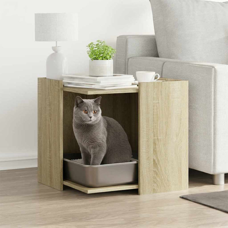 Load image into Gallery viewer, Vidaxl kattenbakkast 53x53x51 cm bewerkt hout sonoma eikenkleurig
