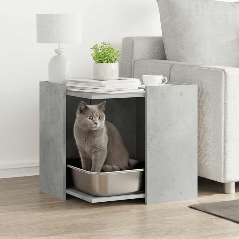 Load image into Gallery viewer, Vidaxl kattenbakkast 53x53x51 cm bewerkt hout betongrijs
