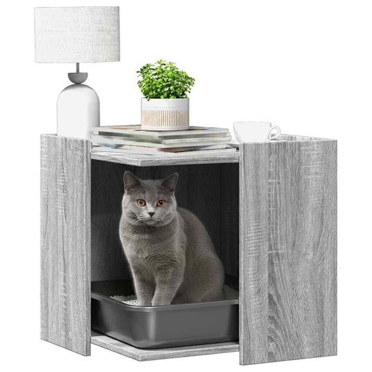 Vidaxl kattenbakkast 53x53x51 cm bewerkt hout grijs sonoma eikenkleur