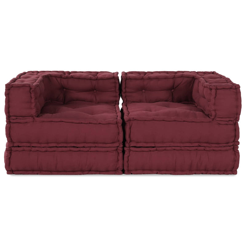 Afbeelding laden in galerijviewer, Vidaxl modulair bank 2 pcs bordeaux 140 x 70 x 56 cm stof

