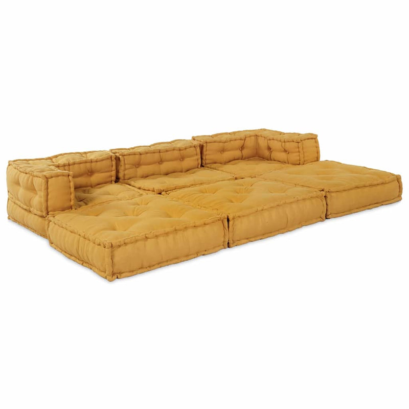 ギャラリービューアに画像をロードする, Vidaxl modulair bank 2 pcs geel 140 x 70 x 56 cm stof
