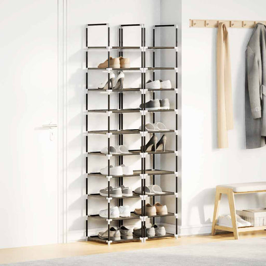 Vidaxl schoenenrekken 2 st 33x33x174 cm vliesvrij 10-laags zwart