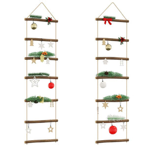 Vidaxl wanddecoraties laddervormig 2 st 30x100 cm naturel tak