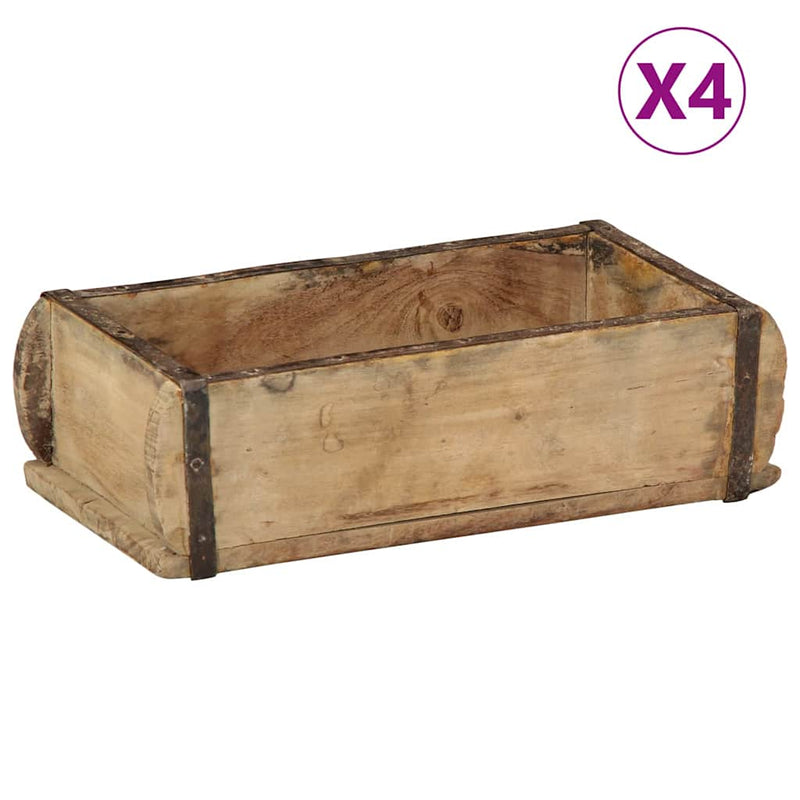 Afbeelding laden in galerijviewer, Vidaxl dienblad 4 pcs bruin 30 x 15 x 9 cm massief gerecycled hout
