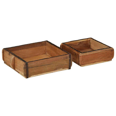 Vidaxl dienblad 2 pcs bruin 29 x 31 x 10 cm massief gerecycled hout