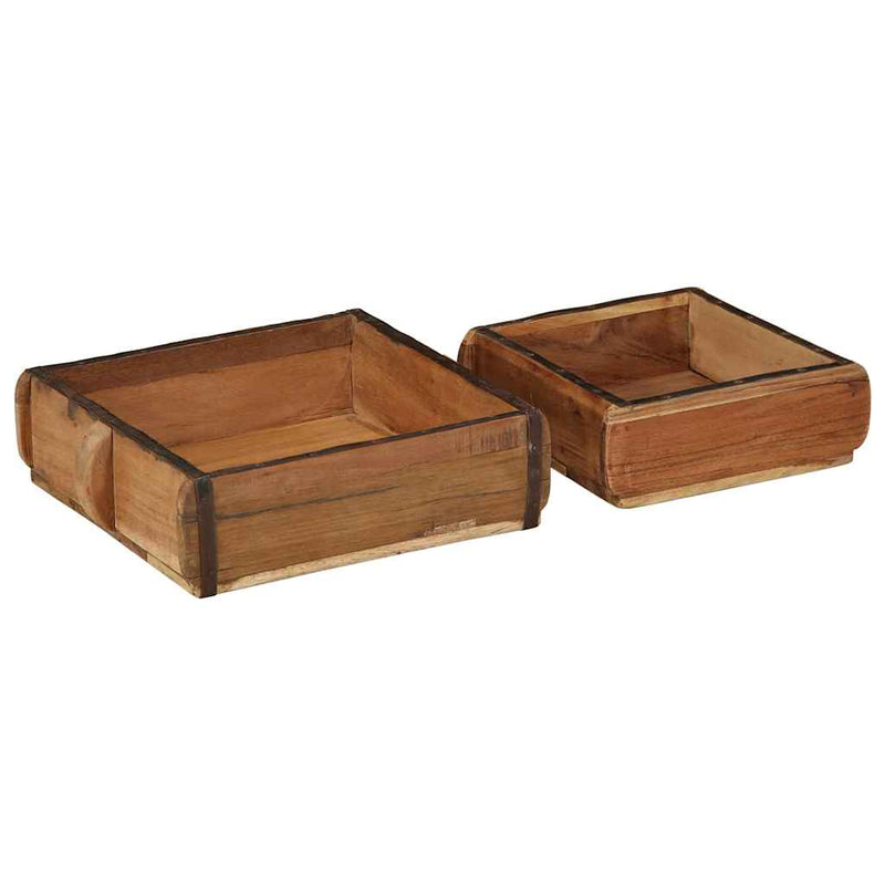 Afbeelding laden in galerijviewer, Vidaxl dienblad 2 pcs bruin 29 x 31 x 10 cm massief gerecycled hout
