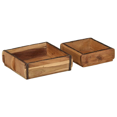 Vidaxl dienblad 2 pcs bruin 29 x 31 x 10 cm massief gerecycled hout