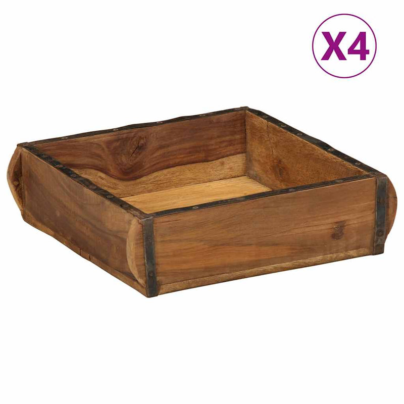 Afbeelding laden in galerijviewer, Vidaxl dienblad 4 pcs bruin 29 x 31 x 10 cm massief gerecycled hout
