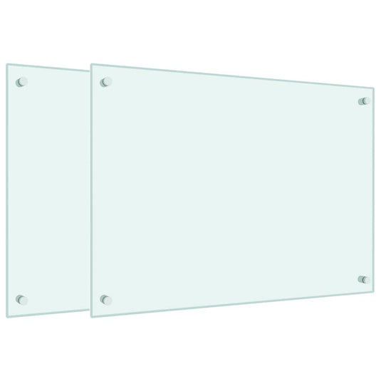 Vidaxl spatschermen keuken 2 st 70x50 cm gehard glas wit
