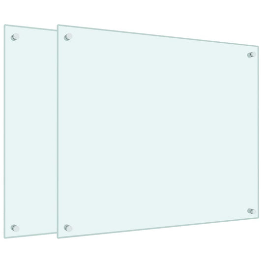 Vidaxl spatschermen keuken 2 st 70x60 cm gehard glas wit