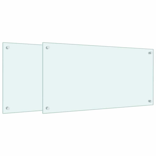 VidaXL Spatschermen keuken 2 st 80x40 cm gehard glas wit