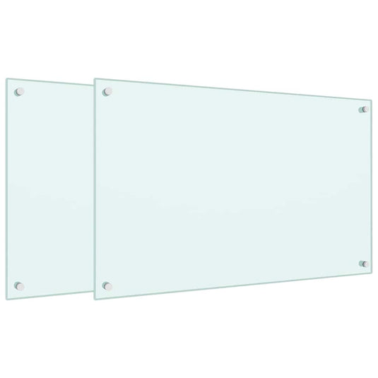 VidaXL Spatschermen keuken 2 st 80x50 cm gehard glas wit