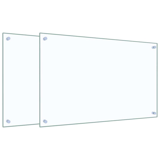 VidaXL Spatschermen keuken 2 st 80x50 cm gehard glas transparant