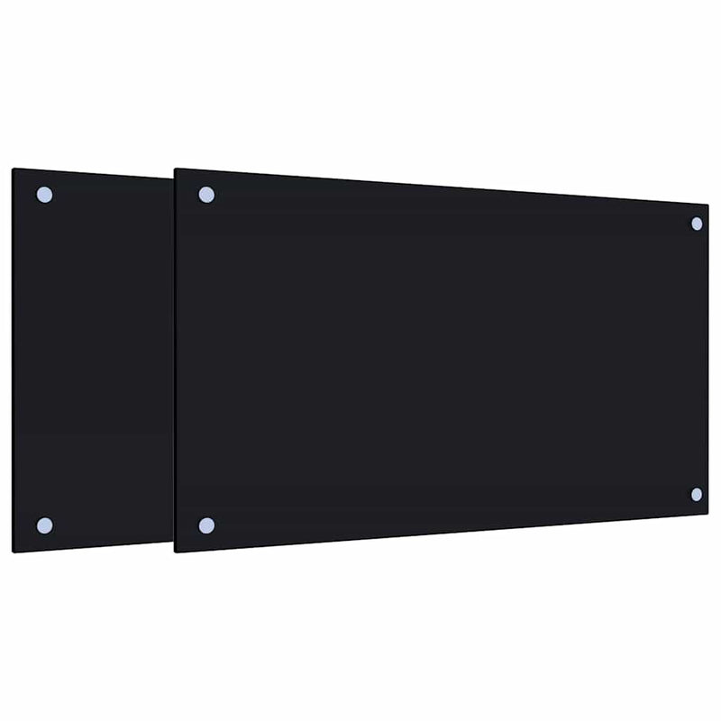 Load image into Gallery viewer, Vidaxl spatschermen keuken 2 st 70x40 cm gehard glas zwart
