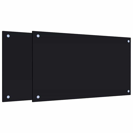 Vidaxl spatschermen keuken 2 st 70x40 cm gehard glas zwart
