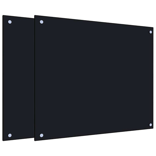 VidaXL Spatschermen keuken 2 st 70x60 cm gehard glas zwart