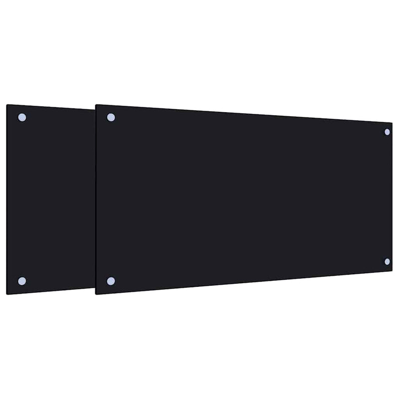 Afbeelding laden in galerijviewer, Vidaxl spatschermen keuken 2 st 80x40 cm gehard glas zwart
