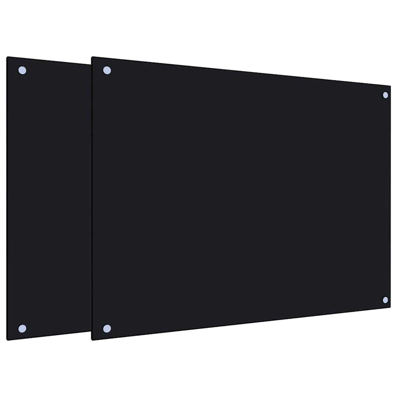 Load image into Gallery viewer, Vidaxl spatschermen keuken 2 st 80x60 cm gehard glas zwart
