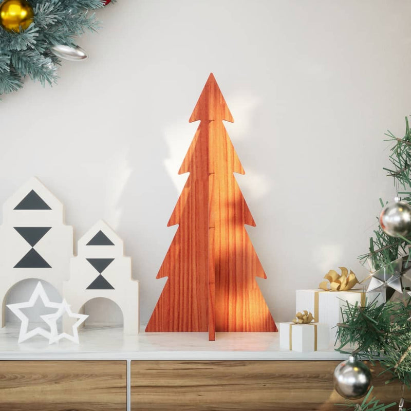 Load image into Gallery viewer, Vidaxl kerstdecoratie kerstboom 59,5 cm massief grenenhout wasbruin

