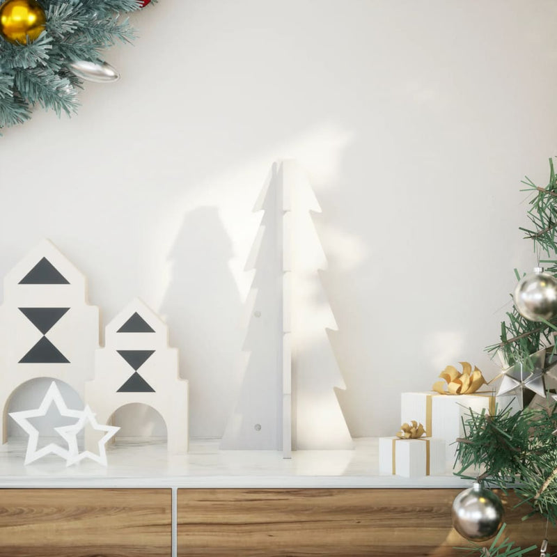Load image into Gallery viewer, Vidaxl kerstdecoratie kerstboom 49 cm massief grenenhout wit

