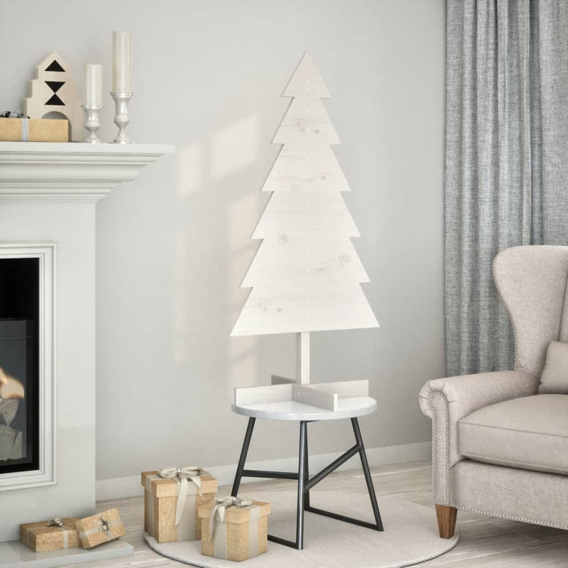 Load image into Gallery viewer, Vidaxl kerstdecoratie kerstboom 120 cm massief grenenhout wit
