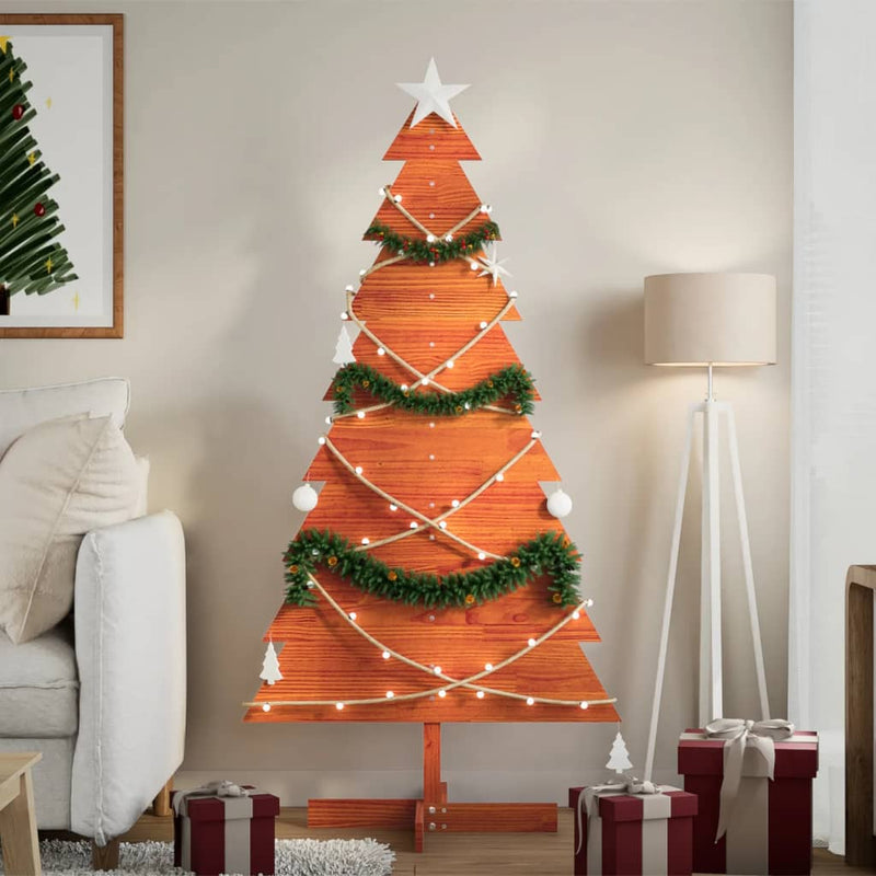 Load image into Gallery viewer, Vidaxl kerstdecoratie kerstboom 150 cm massief grenenhout wasbruin
