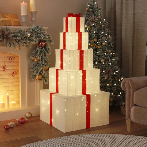 Vidaxl kerstdecoratie geschenkdoos 250 led's warm wit