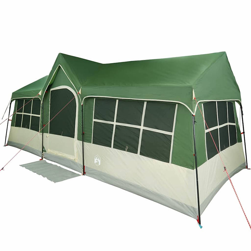 Afbeelding laden in galerijviewer, Vidaxl gezinstent groen en beige 622 x 295 x 238 cm polyester en staal
