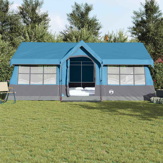 Vidaxl gezinstent blauw en grijs 622 x 295 x 238 cm polyester en staal