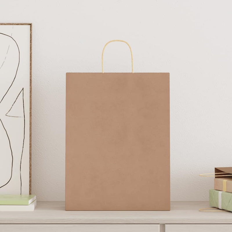 Afbeelding laden in galerijviewer, Vidaxl papieren zakken 50 st met hengsels 32x12x42 cm bruin
