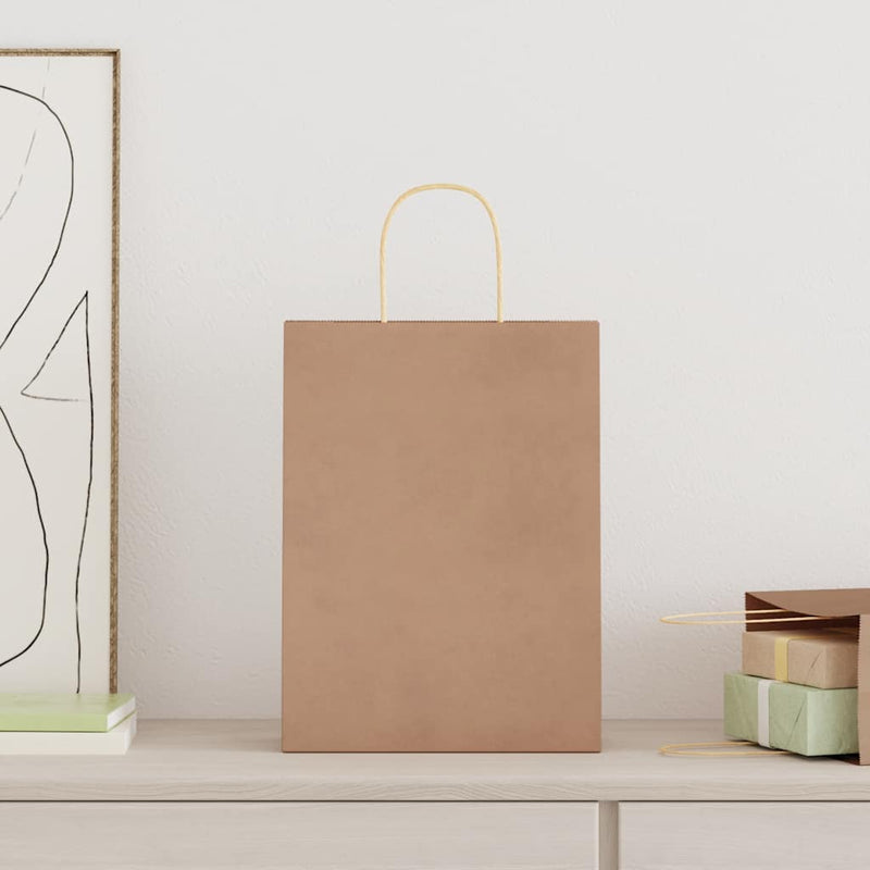 Afbeelding laden in galerijviewer, Vidaxl papieren zakken 250 st met hengsels 26x12x35 cm bruin
