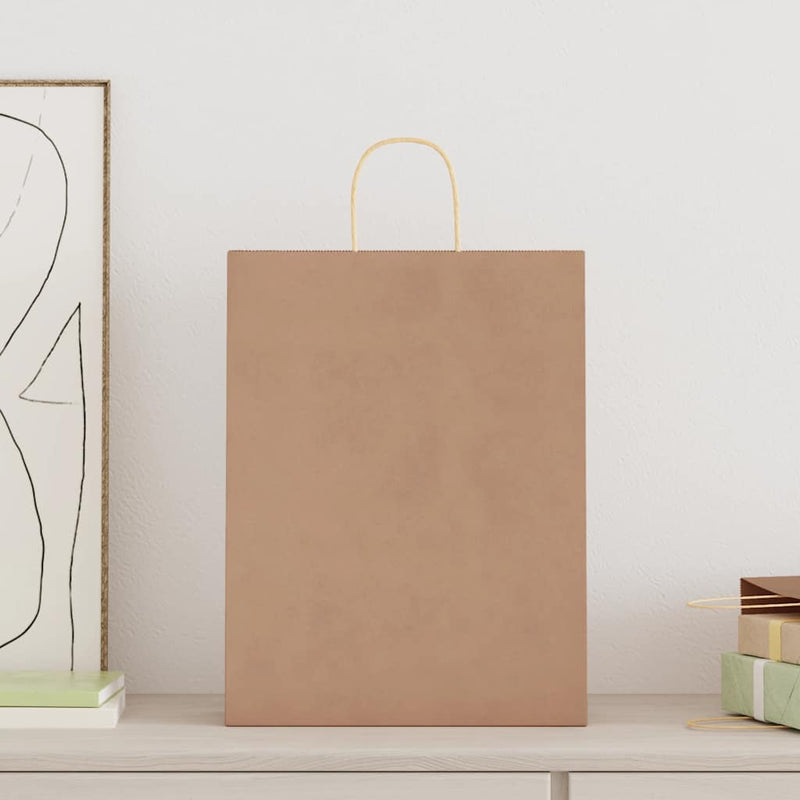 Afbeelding laden in galerijviewer, Vidaxl papieren zakken 250 st met hengsels 32x12x42 cm bruin
