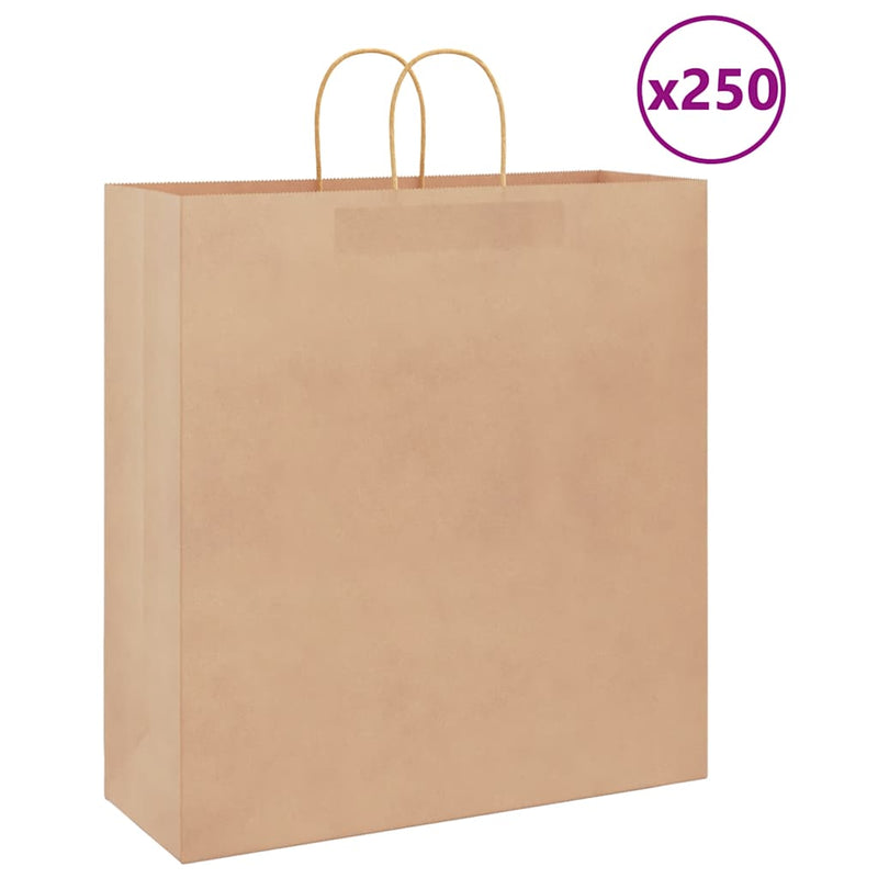 Afbeelding laden in galerijviewer, Vidaxl papieren zakken 250 st met hengsels 45x17x48 cm bruin
