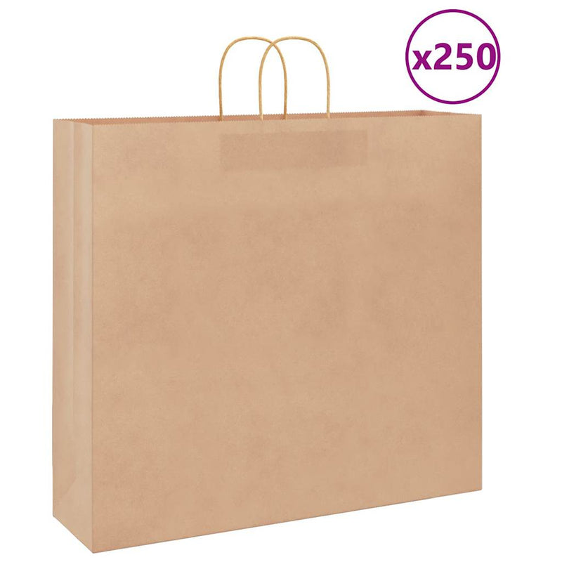 Afbeelding laden in galerijviewer, Vidaxl papieren zakken 250 st met hengsels 54x15x49 cm bruin
