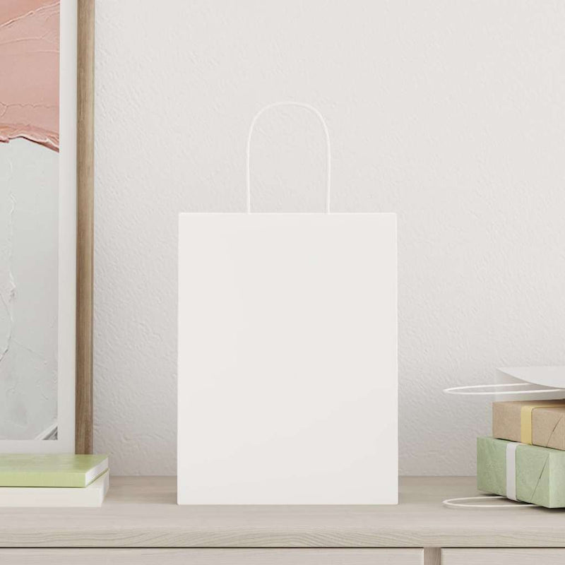 Afbeelding laden in galerijviewer, Vidaxl papieren zakjes 50 st met hengsels 21x11x28 cm wit
