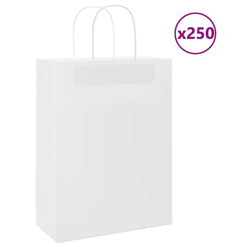 Chargez l'image dans la visionneuse de la galerie, Vidaxl papieren zakken 250 st met hengsels 26x12x35 cm wit
