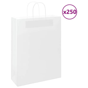 Vidaxl papieren zakken 250 st met hengsels 32x12x42 cm wit