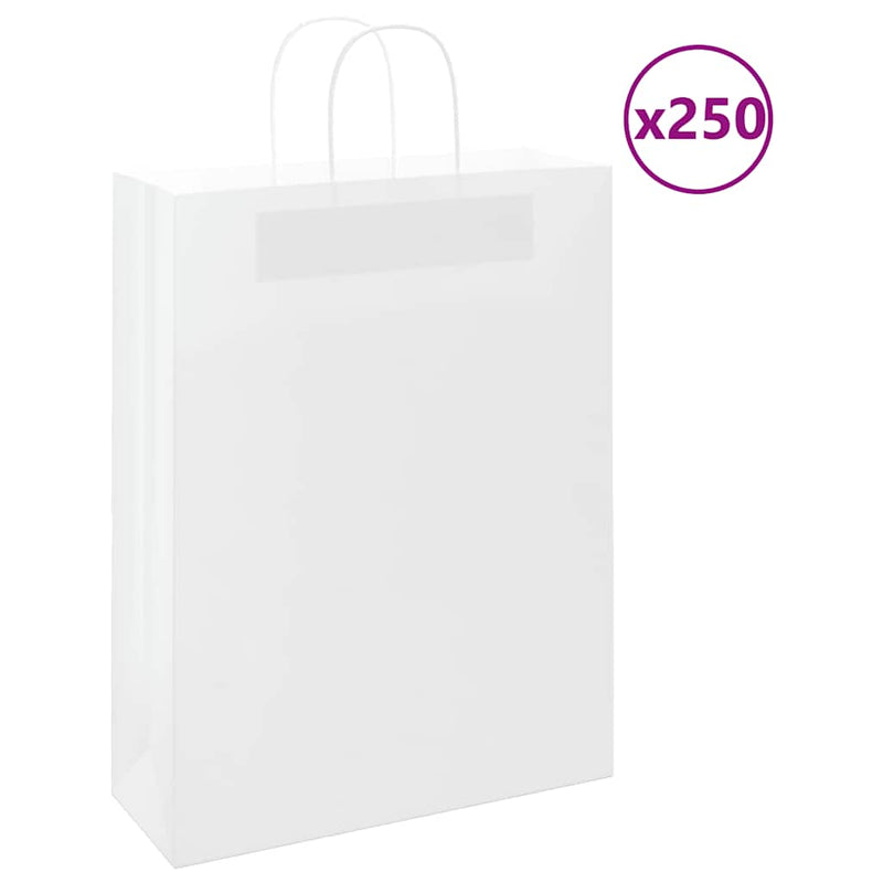 Chargez l'image dans la visionneuse de la galerie, Vidaxl papieren zakken 250 st met hengsels 32x12x42 cm wit
