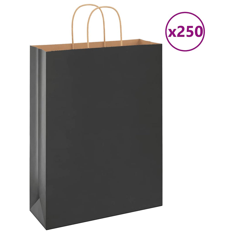 Afbeelding laden in galerijviewer, Vidaxl papieren zakken 250 st met hengsels 32x12x42 cm zwart
