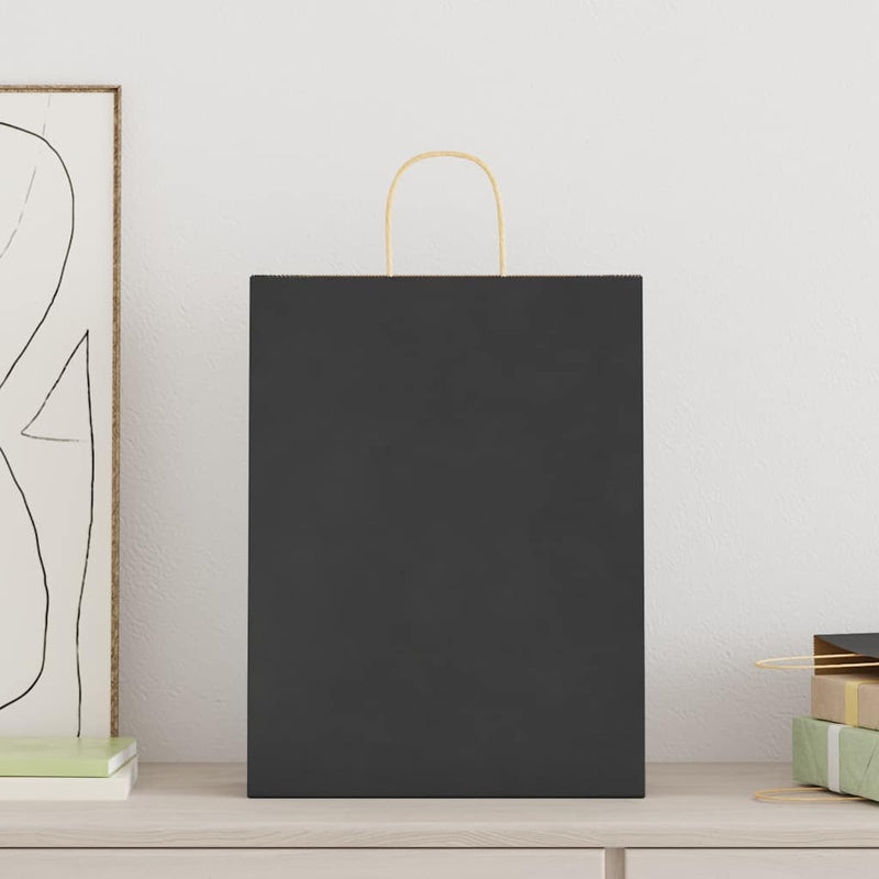 Afbeelding laden in galerijviewer, Vidaxl papieren zakken 250 st met hengsels 32x12x42 cm zwart
