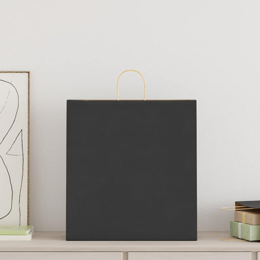 Vidaxl papieren zakken 250 st met hengsels 45x17x48 cm zwart