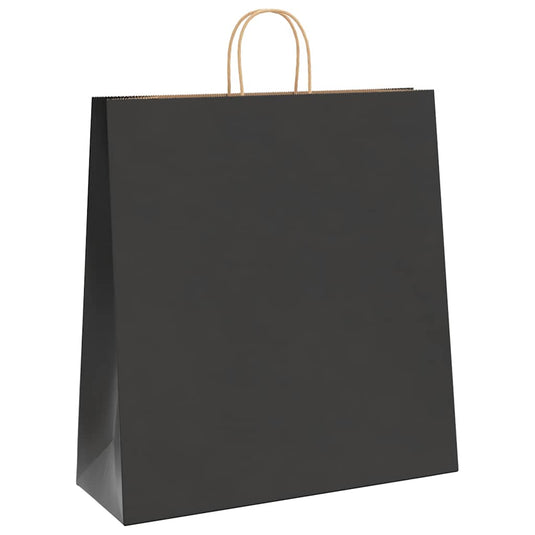 Vidaxl papieren zakken 250 st met hengsels 45x17x48 cm zwart