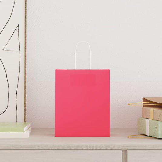 Vidaxl papieren zakken 50 st met hengsels 18x8x22 cm roze