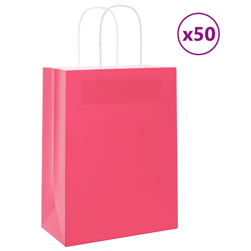 Afbeelding laden in galerijviewer, Vidaxl papieren zakjes 50 st met hengsels 21x11x28 cm roze
